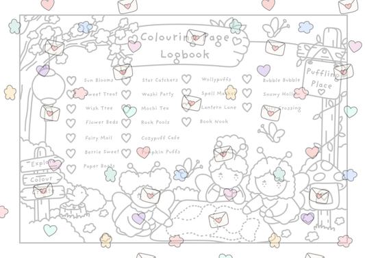 The Pufflings Vol.1 Cardstock Book. (LIGHT Grey Lines)