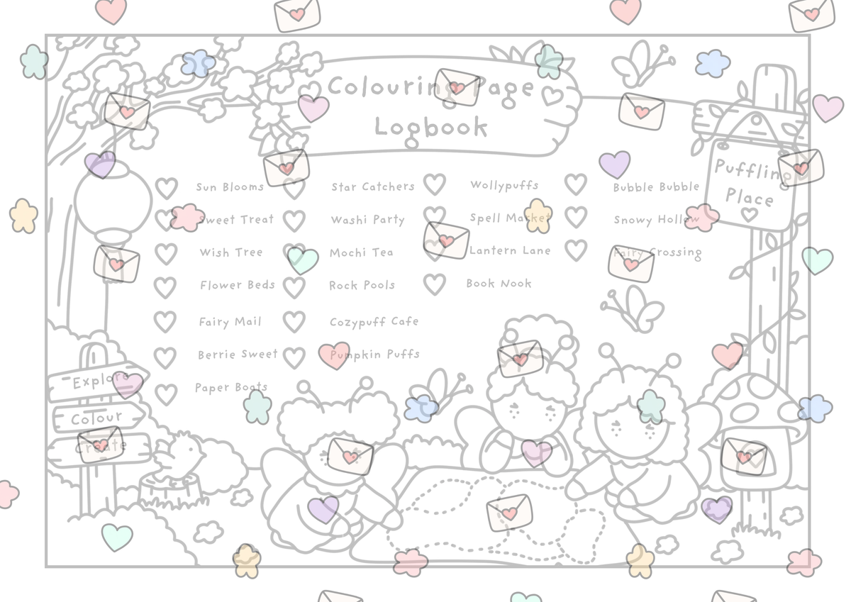 The Pufflings Vol.1 Cardstock Book. (LIGHT Grey Lines)