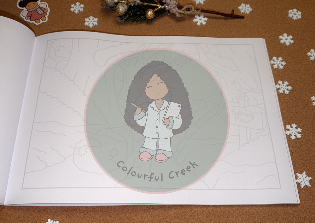 The Winter Welcome — Grey Lines Cardstock Colouring Book