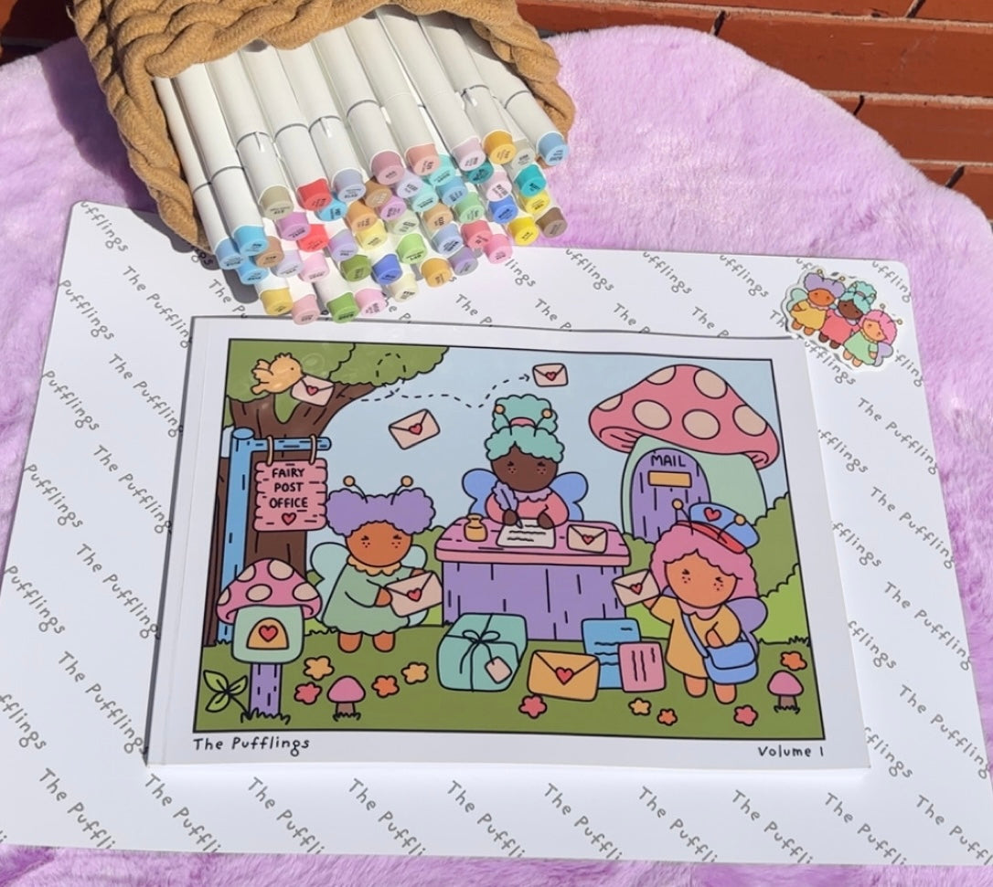The Pufflings Vol.1 Cardstock Book. (MEDIUM grey Lines)